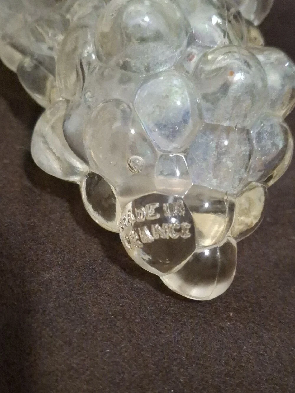 Vintage Glass Grape Cluster Decanters - Clear Iridescent Made In France MCM